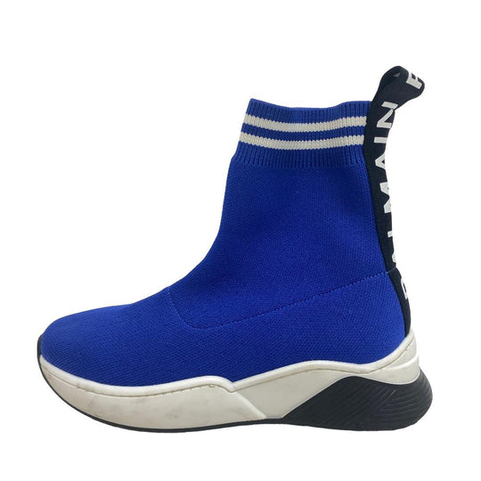 BALMAIN sneakers knit blue High Cut Socks Women 33 Used Authentic