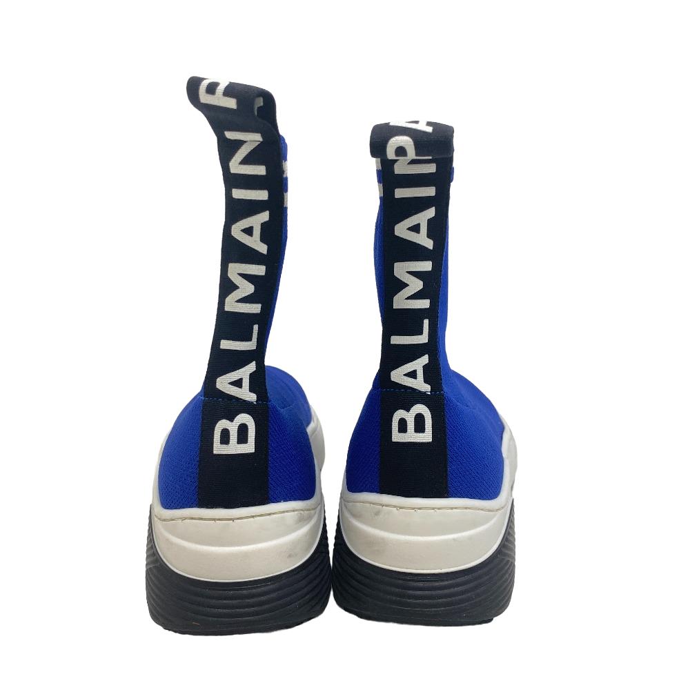 BALMAIN sneakers knit blue High Cut Socks Women 33 Used Authentic