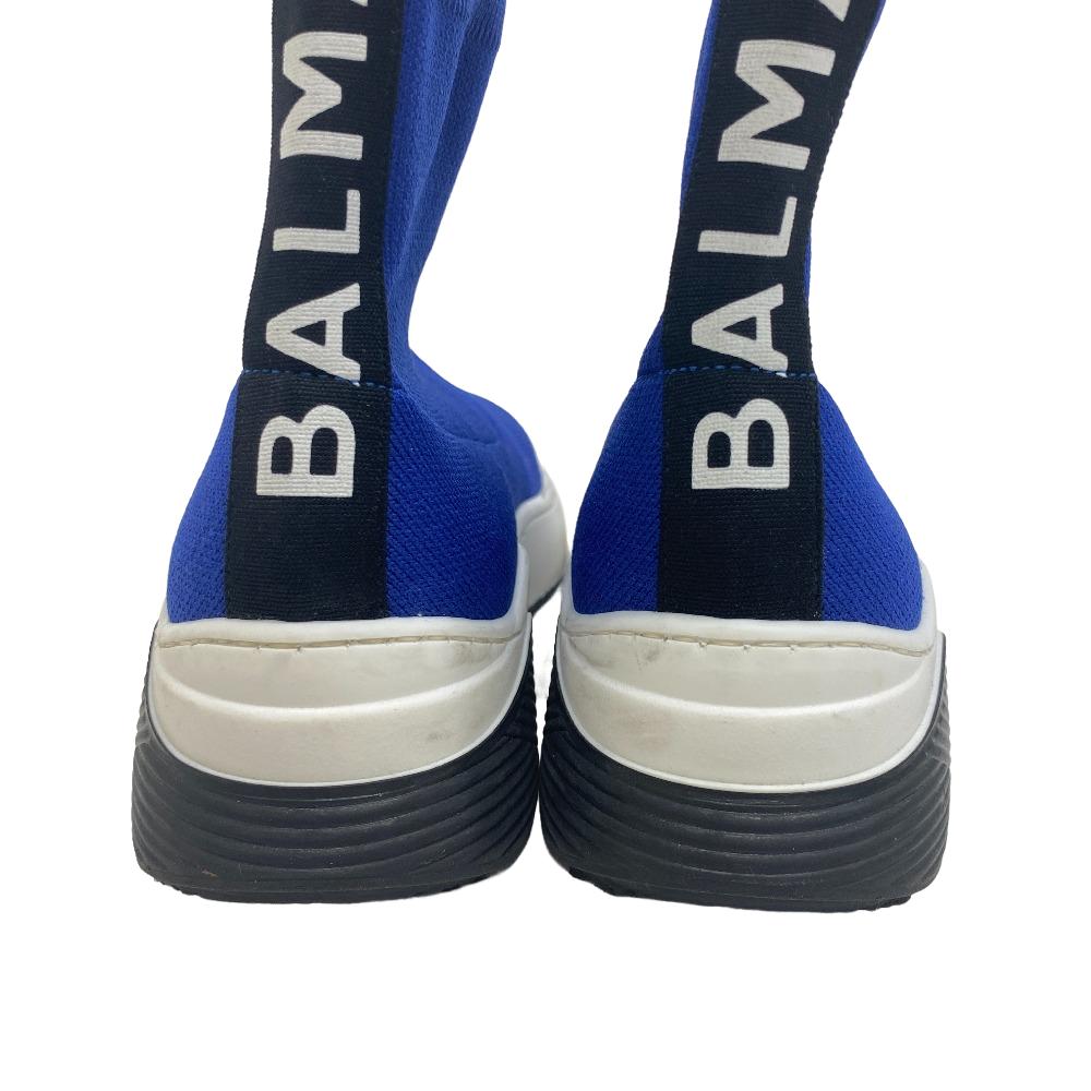 BALMAIN sneakers knit blue High Cut Socks Women 33 Used Authentic