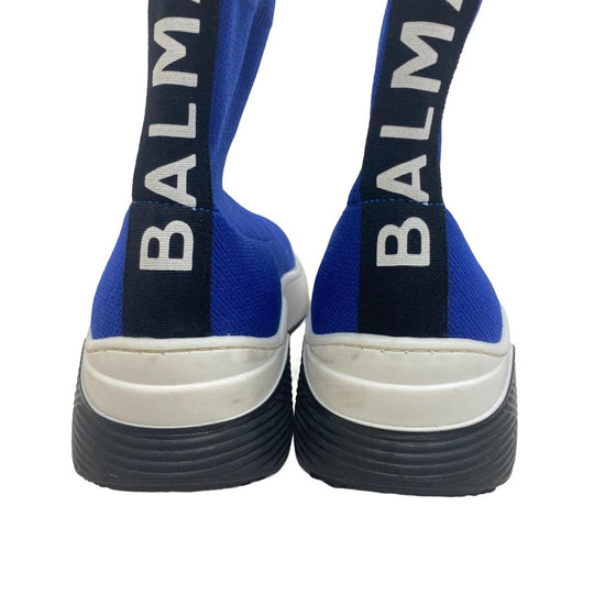 BALMAIN sneakers knit blue High Cut Socks Women 33 Used Authentic