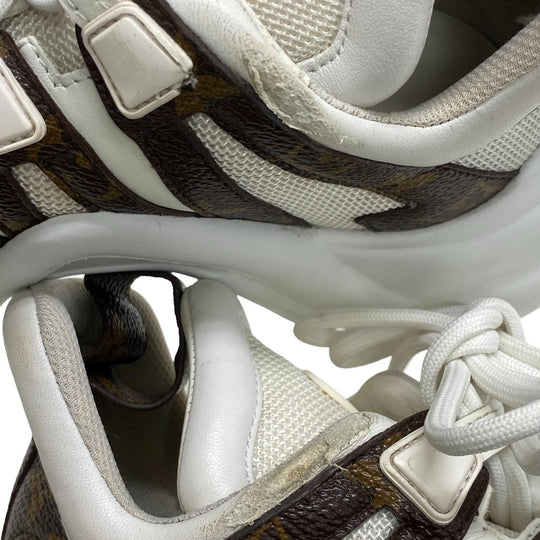 LOUIS VUITTON sneakers leather white Monogram Arclight line Women 36 Used Authentic