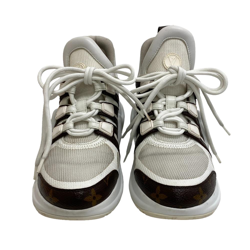 LOUIS VUITTON sneakers leather white Monogram Arclight line Women 36 Used Authentic