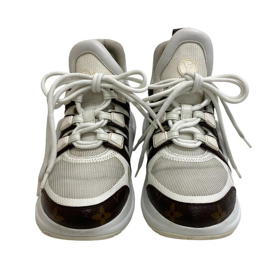 LOUIS VUITTON sneakers leather white Monogram Arclight line Women 36 Used Authentic
