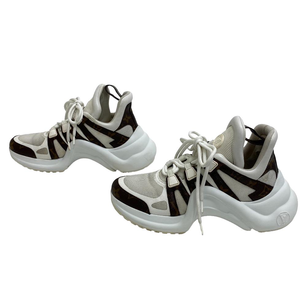 LOUIS VUITTON sneakers leather white Monogram Arclight line Women 36 Used Authentic