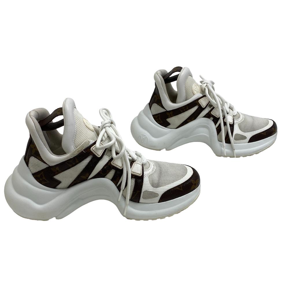 LOUIS VUITTON sneakers leather white Monogram Arclight line Women 36 Used Authentic