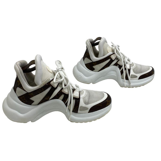 LOUIS VUITTON sneakers leather white Monogram Arclight line Women 36 Used Authentic
