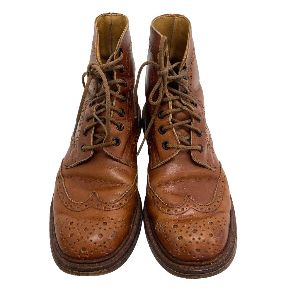 Tricker's boots 6426 leather Brown Short boots 6 Wing tip mens 6 Used Authentic