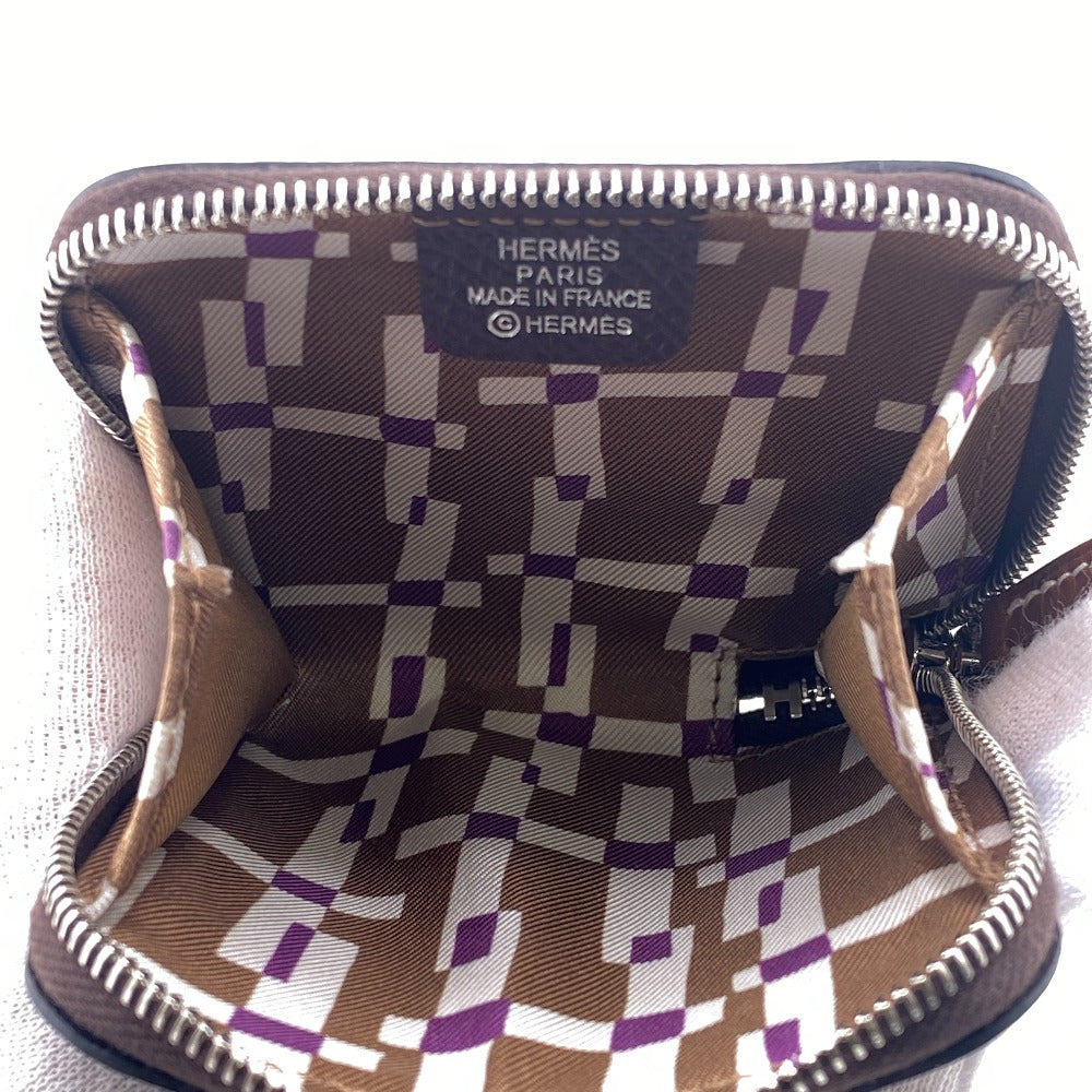 HERMES Coin case Epsom Brown Azap silk in Women(Unisex) Used Authentic