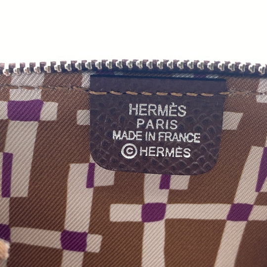 HERMES Coin case Epsom Brown Azap silk in Women(Unisex) Used Authentic