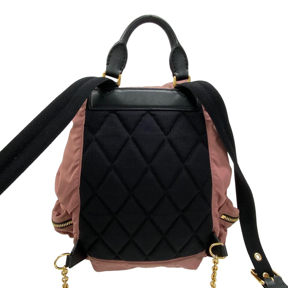 THOMAS BURBERRY Backpack Nylon, Leather pink Women Used Authentic