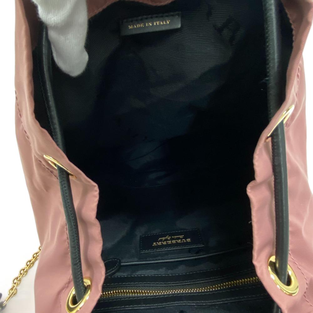 THOMAS BURBERRY Backpack Nylon, Leather pink Women Used Authentic