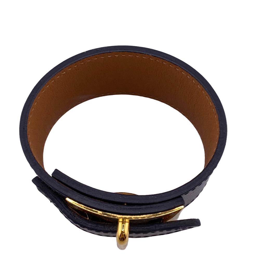 HERMES Bangle leather black 2014 Kelly bangle Women M Used Authentic