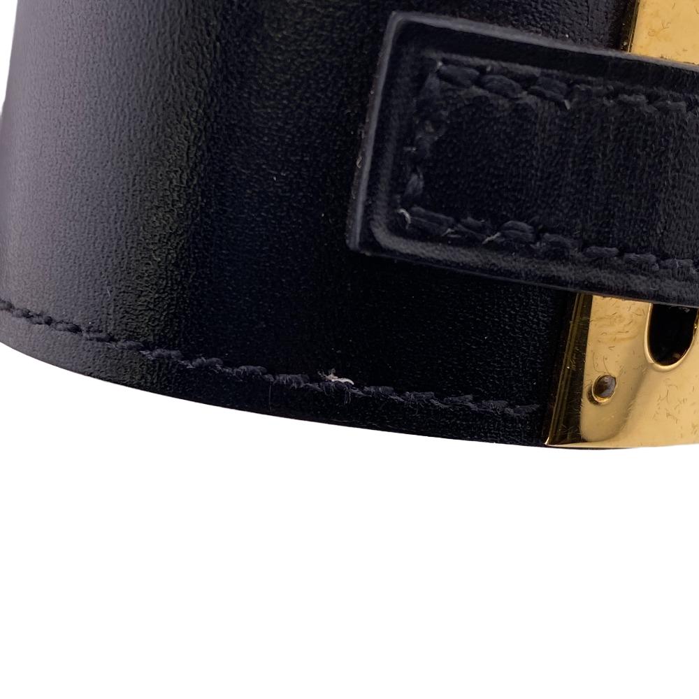 HERMES Bangle leather black 2014 Kelly bangle Women M Used Authentic