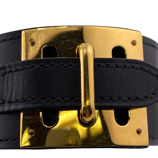HERMES Bangle leather black 2014 Kelly bangle Women M Used Authentic