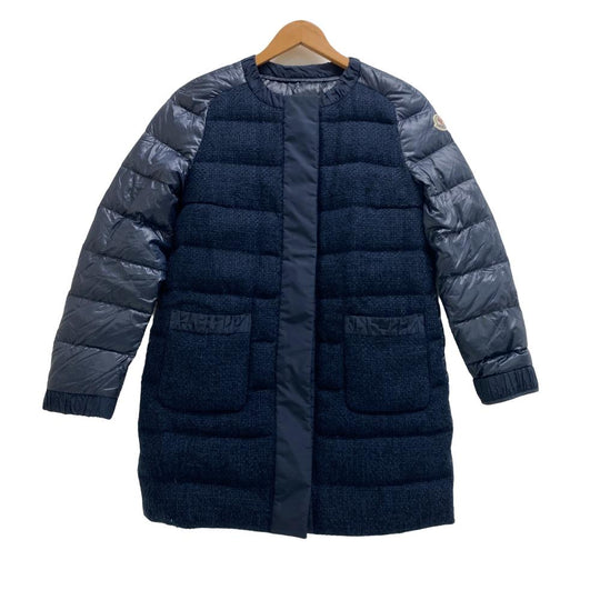MONCLER Down jacket Cotton, Nylon Navy 21 years 0 tweed VEULETTES Women zero size Used Authentic