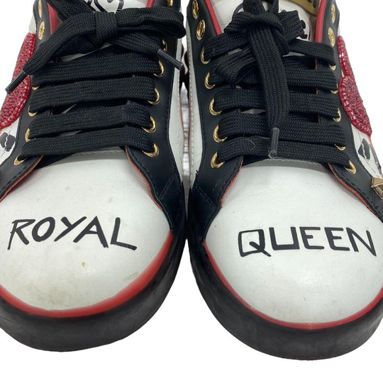DOLCE&GABBANA sneakers leather Red Faux pearl beads studs Women 36 1/2 Used Authentic