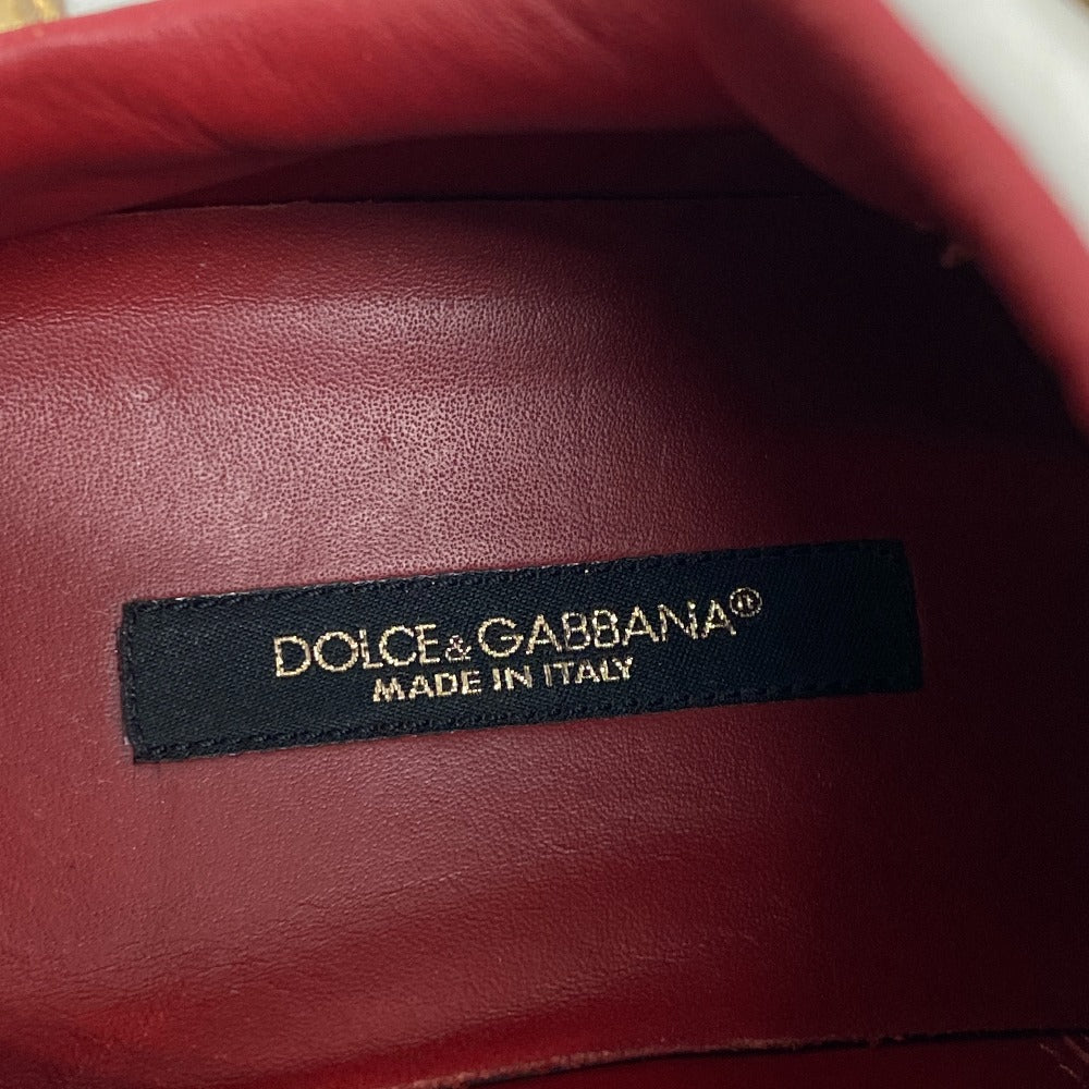 DOLCE&GABBANA sneakers leather Red Faux pearl beads studs Women 36 1/2 Used Authentic