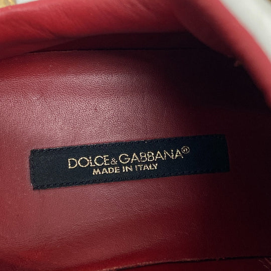 DOLCE&GABBANA sneakers leather Red Faux pearl beads studs Women 36 1/2 Used Authentic