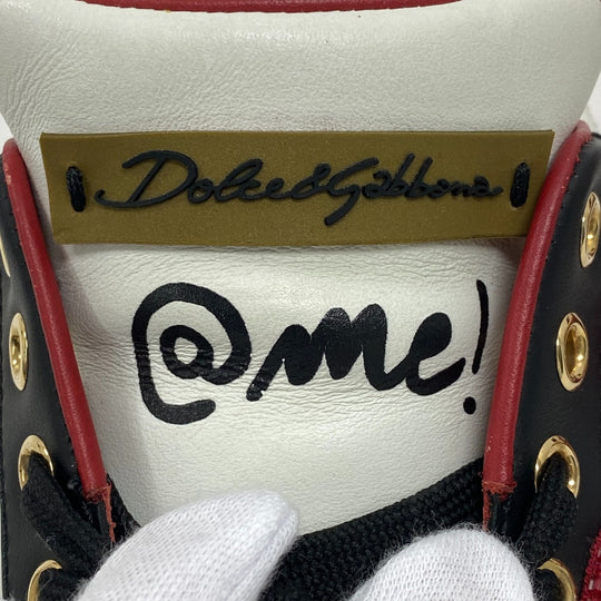 DOLCE&GABBANA sneakers leather Red Faux pearl beads studs Women 36 1/2 Used Authentic