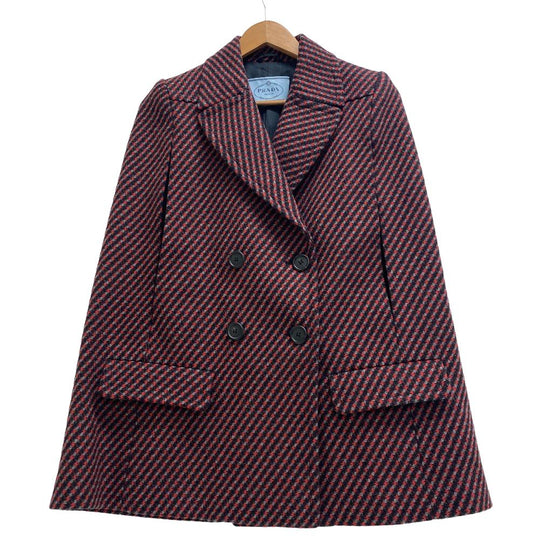 PRADA poncho Wool, Angora Red 14AW outer Women 36 Used Authentic