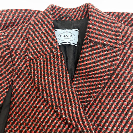 PRADA poncho Wool, Angora Red 14AW outer Women 36 Used Authentic