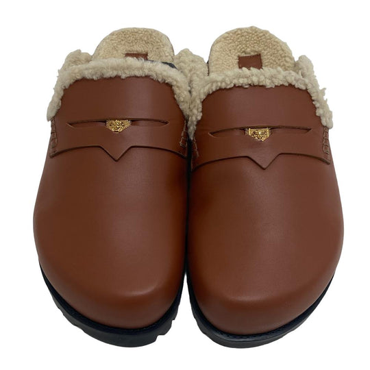 VERSACE Mule leather Brown Slide sandals Medusa mens 44 Used Authentic