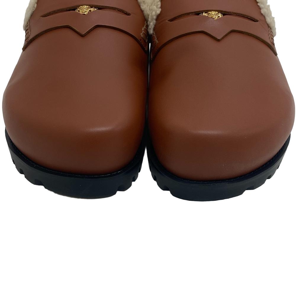 VERSACE Mule leather Brown Slide sandals Medusa mens 44 Used Authentic