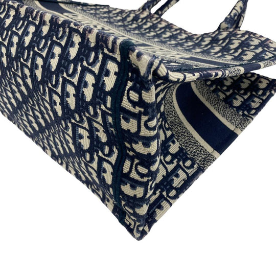 Christian Dior Tote Bag canvas Navy Small Book tote Women Used Authentic