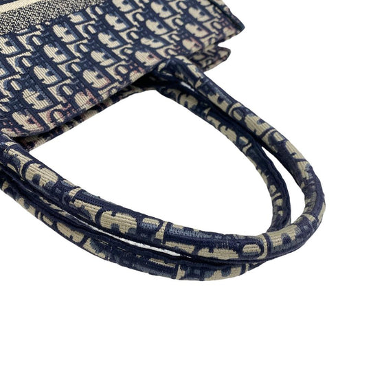 Christian Dior Tote Bag canvas Navy Small Book tote Women Used Authentic
