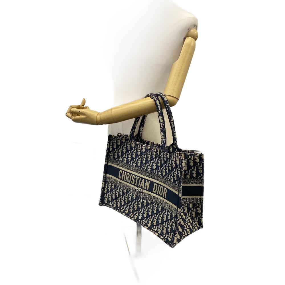 Christian Dior Tote Bag canvas Navy Small Book tote Women Used Authentic