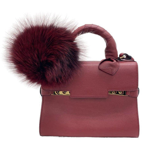 DELVAUX Handbag leather Bordeaux 2WAY Shoulder Bag fur Temperate Small Women Used Authentic