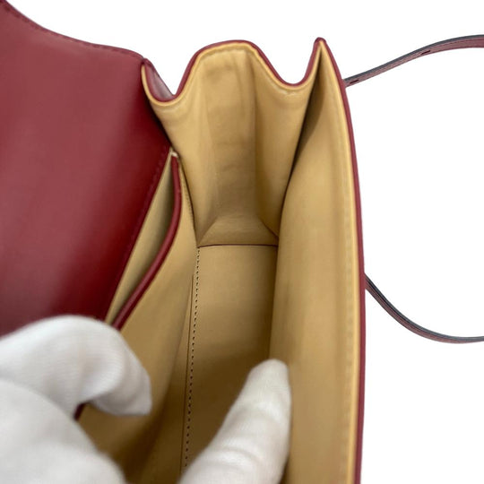 DELVAUX Handbag leather Bordeaux 2WAY Shoulder Bag fur Temperate Small Women Used Authentic