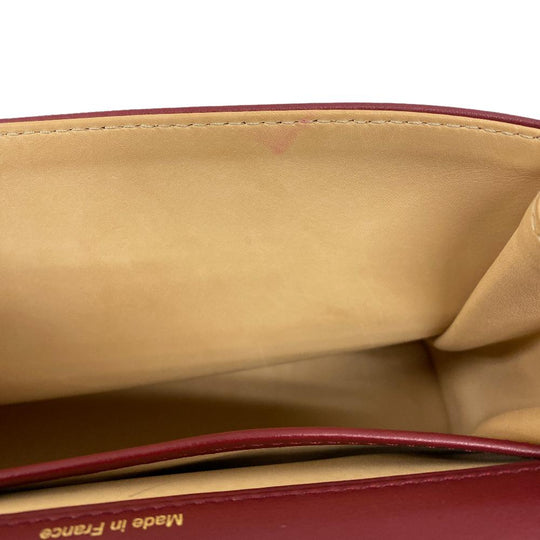 DELVAUX Handbag leather Bordeaux 2WAY Shoulder Bag fur Temperate Small Women Used Authentic