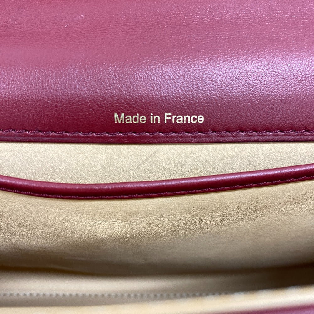 DELVAUX Handbag leather Bordeaux 2WAY Shoulder Bag fur Temperate Small Women Used Authentic