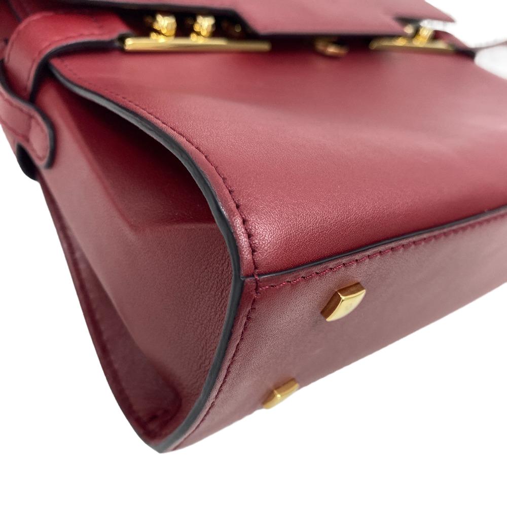 DELVAUX Handbag leather Bordeaux 2WAY Shoulder Bag fur Temperate Small Women Used Authentic