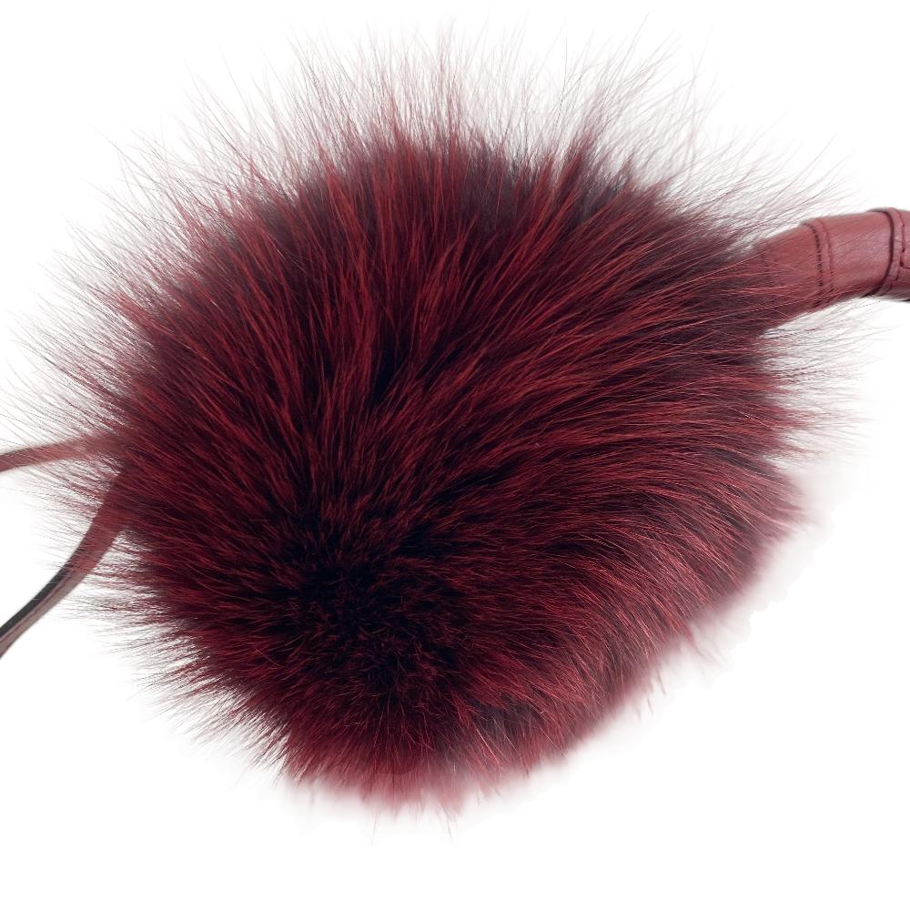 DELVAUX Handbag leather Bordeaux 2WAY Shoulder Bag fur Temperate Small Women Used Authentic