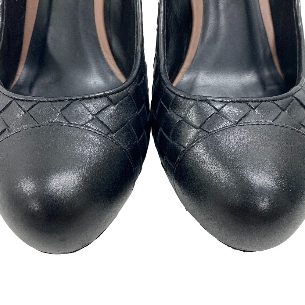 BOTTEGAVENETA pumps leather black 36 INTRECCIATO Women 36 Used Authentic