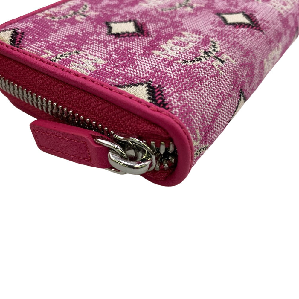 MCM Coin case MXL CATA01 canvas pink Zip Around Coin Pocket Women Used Authentic
