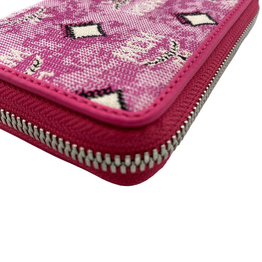 MCM Coin case MXL CATA01 canvas pink Zip Around Coin Pocket Women Used Authentic