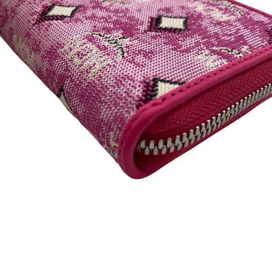 MCM Coin case MXL CATA01 canvas pink Zip Around Coin Pocket Women Used Authentic
