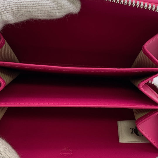 MCM Coin case MXL CATA01 canvas pink Zip Around Coin Pocket Women Used Authentic