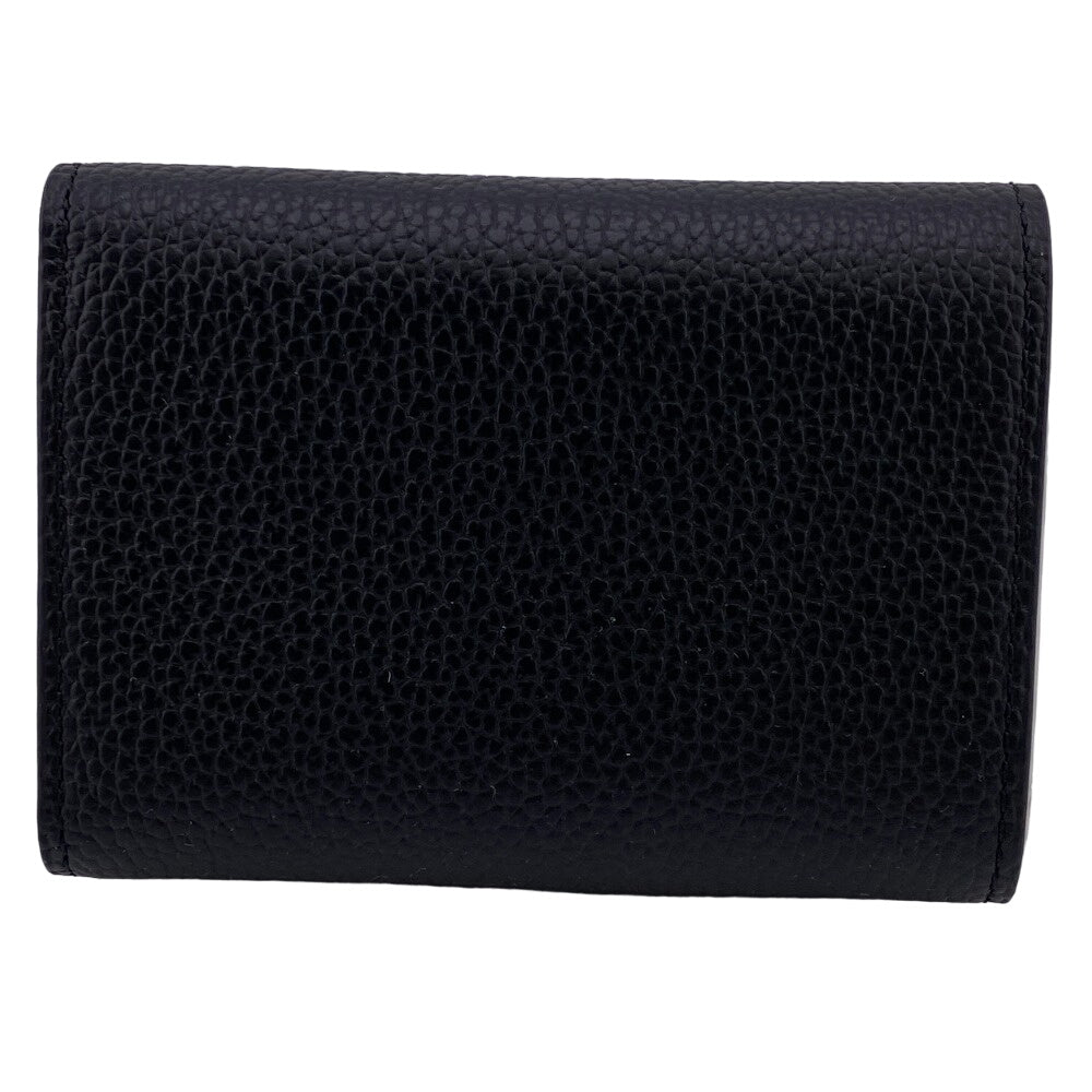 MCM Tri-fold wallet MXSCATC02 leather black Women Used Authentic