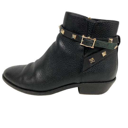 Valentino Garavani boots leather black Rock studs Women 36 1/2 Used Authentic