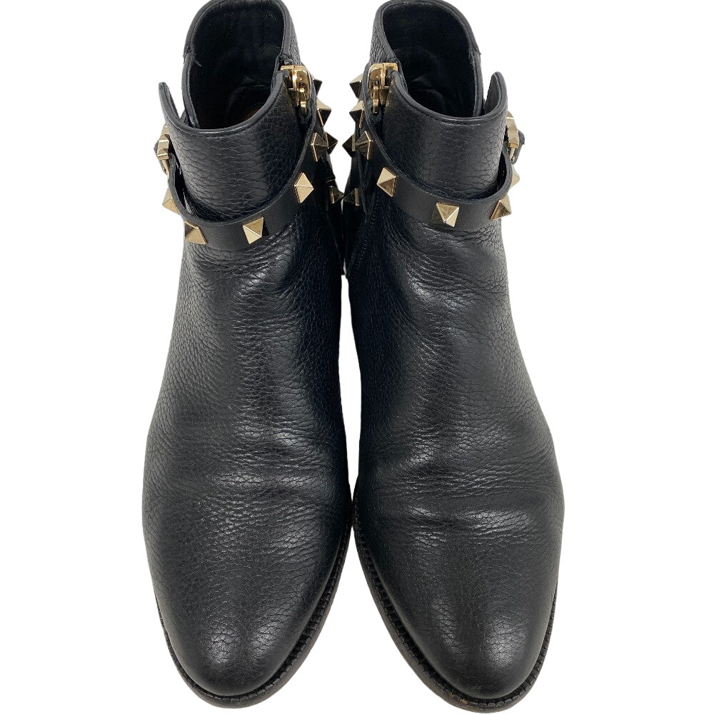 Valentino Garavani boots leather black Rock studs Women 36 1/2 Used Authentic
