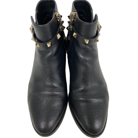Valentino Garavani boots leather black Rock studs Women 36 1/2 Used Authentic