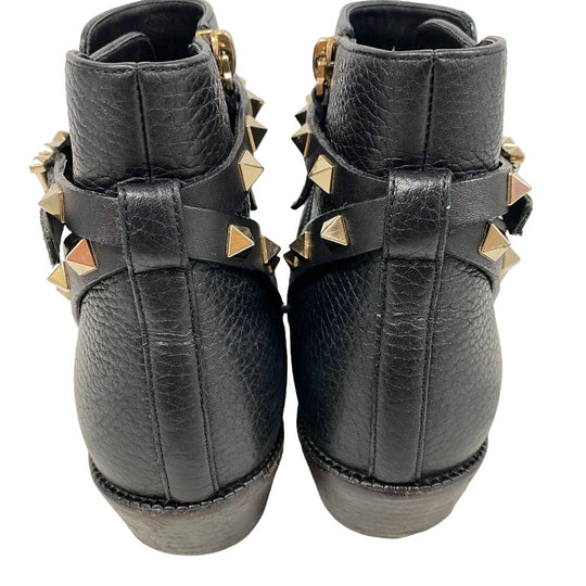 Valentino Garavani boots leather black Rock studs Women 36 1/2 Used Authentic
