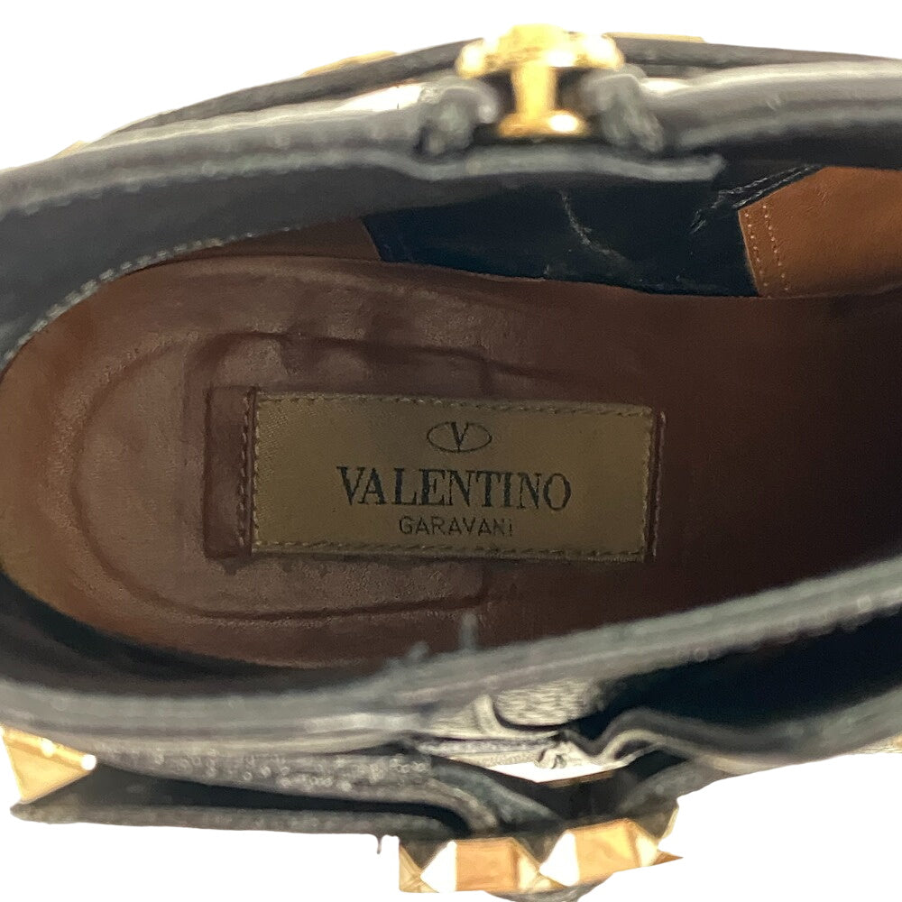 Valentino Garavani boots leather black Rock studs Women 36 1/2 Used Authentic
