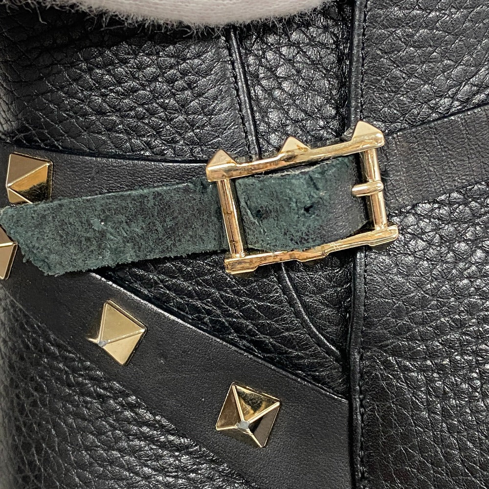 Valentino Garavani boots leather black Rock studs Women 36 1/2 Used Authentic