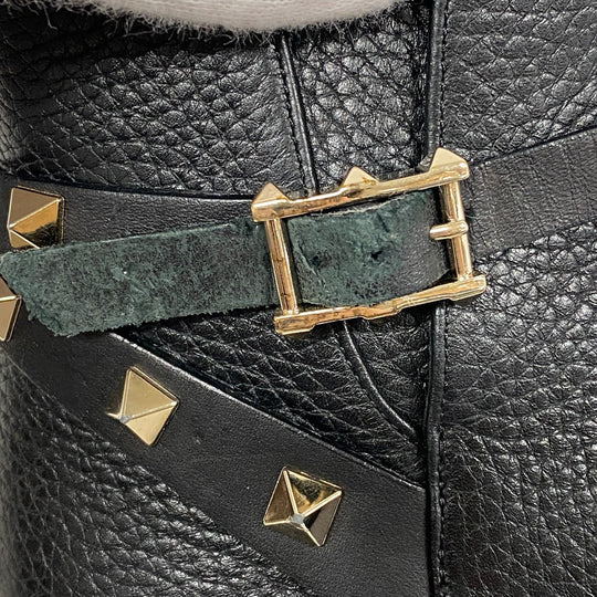 Valentino Garavani boots leather black Rock studs Women 36 1/2 Used Authentic