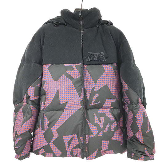 LOUIS VUITTON Down jacket 1AAUTR polyester black 23Stainless Steel Fleece Jacket Outerwear RM231M BIMATERIAL HOODED mens 48 Used Authentic